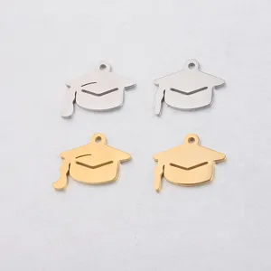 Edelstahl Doktorhut Anhänger DIY Schmuckherstellung Charme Polierter Akademischer Hut Anhänger Für Halskette Armband