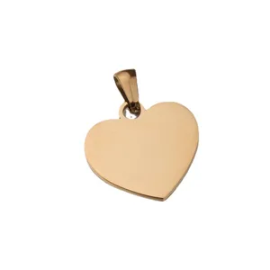 Mirror finish stainless steel heart pendant DIY jewelry accessory smooth love charm.