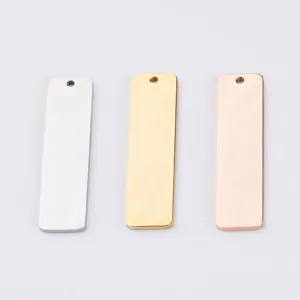 Ciondolo Rettangolare in Acciaio Inossidabile Grezzo Accessori per Gioielli DIY Argento