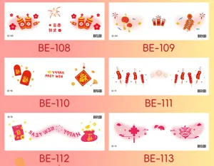 2026 New Year temporary tattoo stickers sweet party festive face art decals set of 6 styles