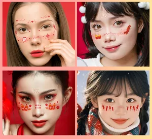 New year face stickers temporary tattoos red festive party makeup face decors waterproof
