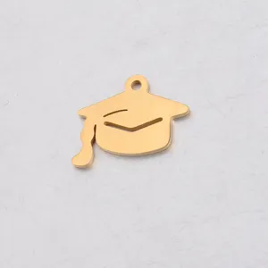 Edelstahl goldene Doktorhut Form Anhänger Charm für DIY Schmuck Basteln und Abschluss Geschenke.