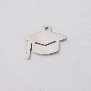 Edelstahl Doktorhut Anhänger, silberne Absolventen Mütze Charm für DIY Schmuckherstellung