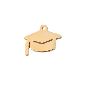 Goldfarbener Edelstahl Absolventenhut Anhänger für DIY Schmuckherstellung und Halsketten.