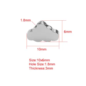 Stainless steel cloud charm bead DIY jewelry accessory with 10x6mm size and polished finish.