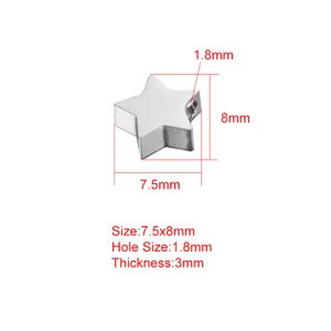Stainless steel star shape bead pendant DIY jewelry making accessory size 7.5x8mm hole 1.8mm
