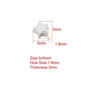 Stainless steel star charm bead DIY jewelry making accessory, 5x5mm size with 1.8mm hole.