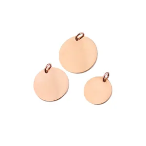 Pendentifs ronds vierges en acier inoxydable or rose fabrication de bijoux plaques ID.