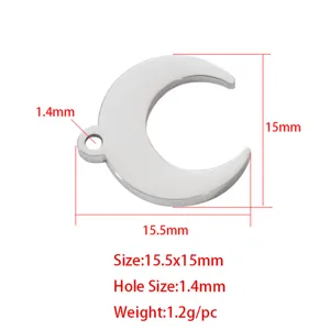 Roestvrijstalen Maan Hanger DIY Sieraden Component C Vorm Charm met Maat 15.5x15mm