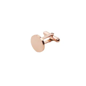 Premium stainless steel rose gold round blank cufflinks for men french shirt suit accessories.
