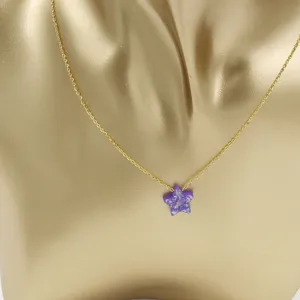 Gold stainless steel chain necklace featuring a purple opal star pendant for women and girls.