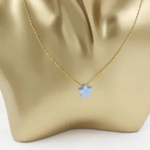 Gold stainless steel chain necklace featuring a cute light blue resin star pendant accessory.