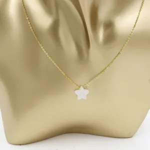 Gold stainless steel chain necklace featuring a white resin opal star pendant for daily wear.