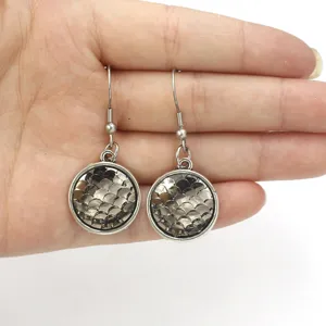 Vintage European and American mermaid fish scale resin drop earrings fashion jewelry.