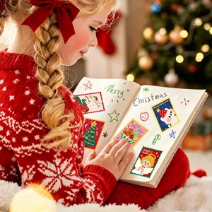 Kids Christmas cartoon sticker sheet waterproof cute holiday party decorative decals