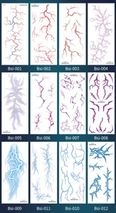 Waterproof temporary lightning vein tattoo stickers set diverse color body art sheet design