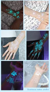 Glow in the dark luminous tattoo sticker waterproof butterfly floral body art detail view