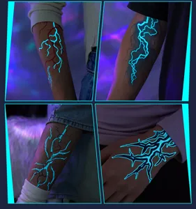 Glow in the dark lightning temporary tattoo sticker waterproof body art arm hand decal decor.
