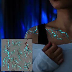 Luminous Waterproof Temporary Tattoo Sticker Anime Cosplay Lightning Blood Vessel Design Body Art Sticker