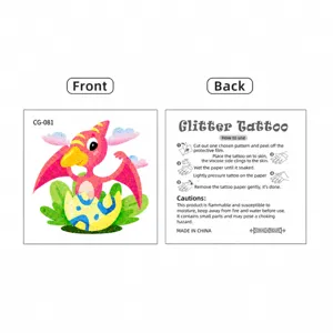 Kids glitter dinosaur temporary tattoo stickers waterproof colorful cute party decorative decal