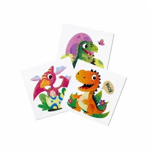 Glitter Kids Dinosaur Temporary Tattoo Stickers Waterproof Cartoon Animal Party Decals