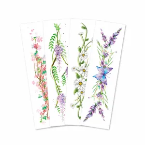Colorful floral temporary tattoo stickers set featuring cherry blossoms, daisies, and lavender.