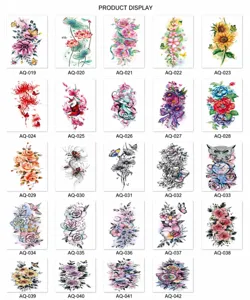 Waterproof floral temporary tattoo stickers set, colorful body art sticker designs for women.