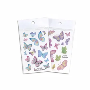 Pegatinas de tatuaje temporal de mariposa con purpurina para niños, arte corporal impermeable.