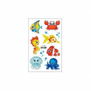Glitter temporary tattoos for kids with cute ocean animals design, waterproof and colorful stickers.