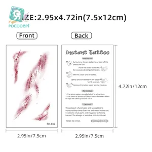 Halloween Tijdelijke Tattoo Stickers Realistische Enge Bloedige Littekens Make-up Feest Cosplay Lichaamskunst Decals