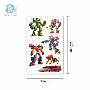 Wasserdichte Cartoon Roboter temporäre Tattoos für Kinder Arm Körperkunst 75x120mm