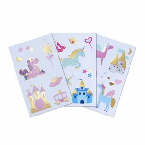 Kids Waterproof Temporary Tattoo Stickers Cute Unicorn Gold Foil Flash Tattoo Sticker For Children Body Art Party
