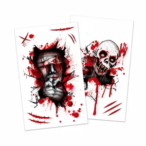 Adesivi per tatuaggi temporanei di Halloween impermeabili cicatrice sangue zombie gotico