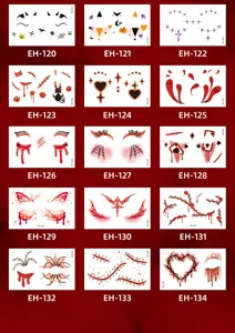 Halloween face temporary tattoo stickers waterproof scar horror makeup party supplies