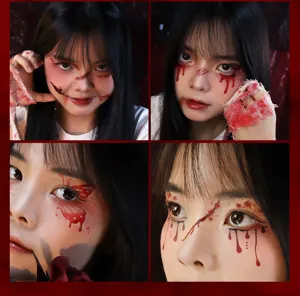 Halloween face tattoo stickers waterproof scary bloody scar makeup party festival decor items