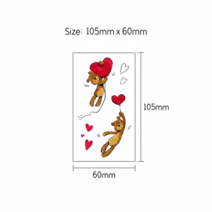 Süßer Cartoon Bär Herz temporäre Tattoo Aufkleber perfekt für Valentinstag Festival Party.