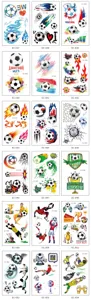 Detailed view of waterproof children football temporary tattoo stickers set for sports fans.