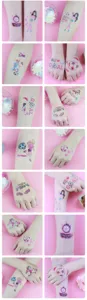 Waterproof kids temporary tattoo stickers, cute cartoon football soccer designs for sports fans.