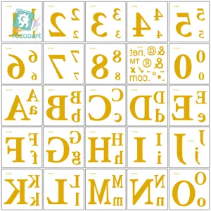 Gold Stamped Letters Numbers Temporary Tattoo Sticker Waterproof Gold Alphabet Number Body Art Party Decals