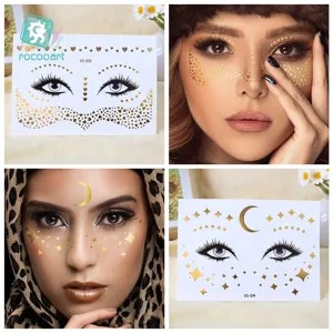 Gold foil face tattoo stickers waterproof music festival makeup party temporary stickers
