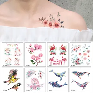 Waterproof Temporary Tattoo Stickers Dreamy Unicorn Flamingo Floral Body Art Temporary Tattoos For Women Girls