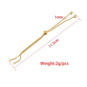 Titanium steel adjustable DIY slider bracelet chain 1mm width 11.5cm length jewelry making
