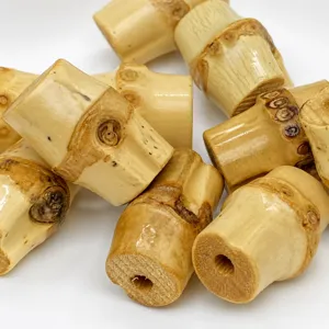 Natural bamboo root beads spacer charm for DIY vintage handmade jewelry making, 21mm long.