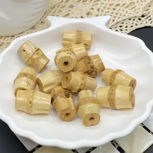 Natural bamboo root joint loose beads for DIY handmade vintage jewelry accessories details.