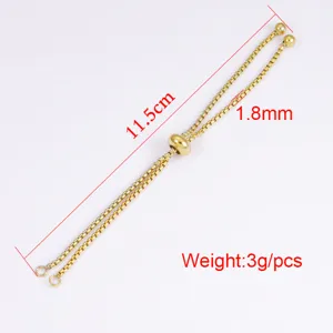 Titanium steel adjustable slider bracelet chain component, versatile DIY jewelry making accessory.