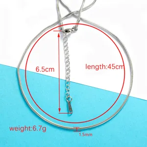 Stainless steel snake chain necklace detailed view showcasing length, thickness and weight.