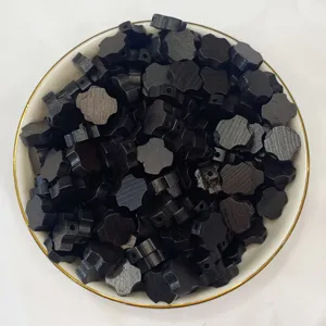 Natural ebony wood four-leaf clover spacer beads for handmade DIY jewelry making necklaces earrings.