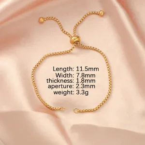 Gold titanium steel adjustable bolo bracelet, versatile handmade DIY chain detail view.