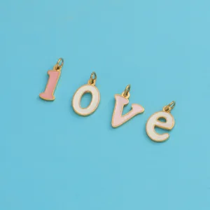 DIY enamel letter charms set metal alphabet pendants for custom couple necklaces and jewelry making accessories
