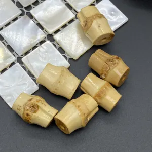 Natural Wood Bamboo Joint Loose Beads Through Hole Spacer Beads DIY Antique Cultural Play Handmade Jewelry Accessories